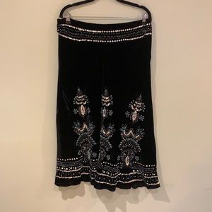 Vintage Carol Little Women’s Skirt Midi Velvet Beaded Bohemian Full 90s skirt